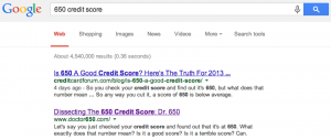 The site still ranks #2 for "650 credit score."